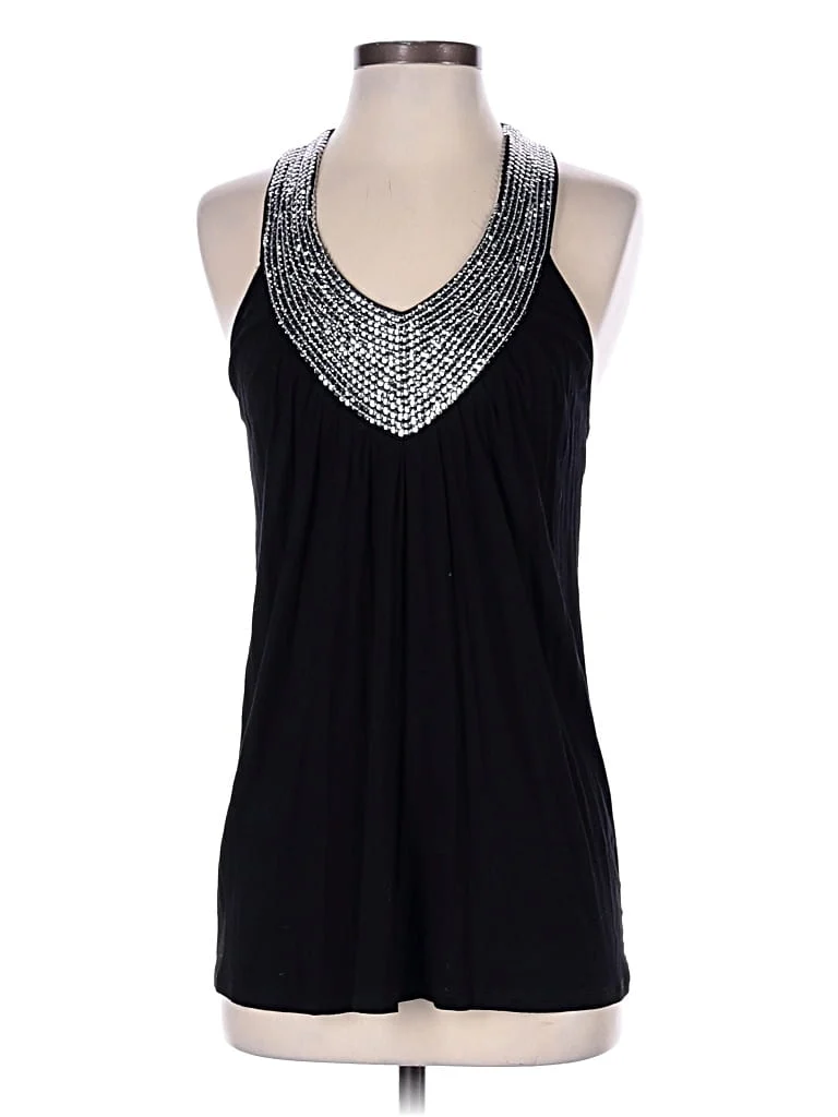 C. Oliver Sleeveless Blouse: Black Tops - Size Medium