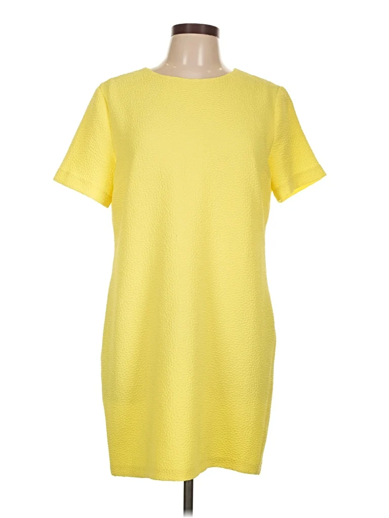 Marabelle Casual Dress - Shift: Yellow Solid Pattern Dresses - Used - Size Large