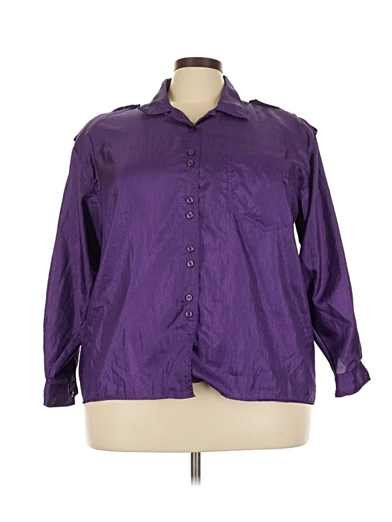 Ashleigh Morgan 3/4 Sleeve Blouse: Purple Tops - Size 2X