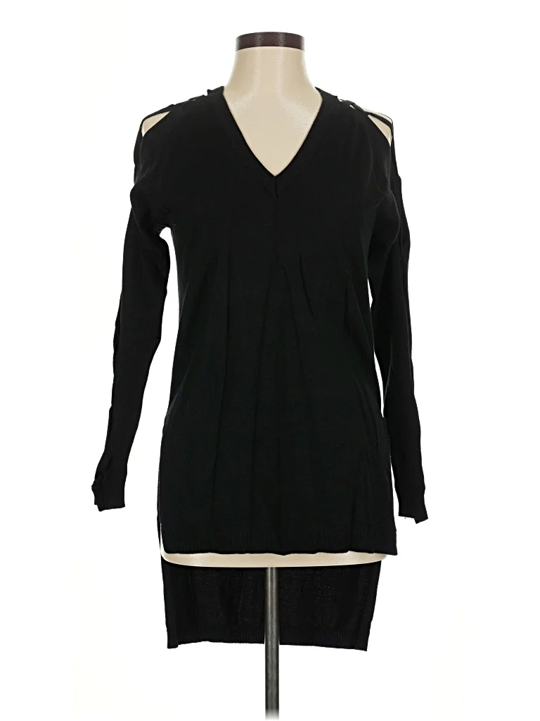 Solaris Style Long Sleeve Top Black Cold Shoulder Neckline Tops - Used - Size Medium