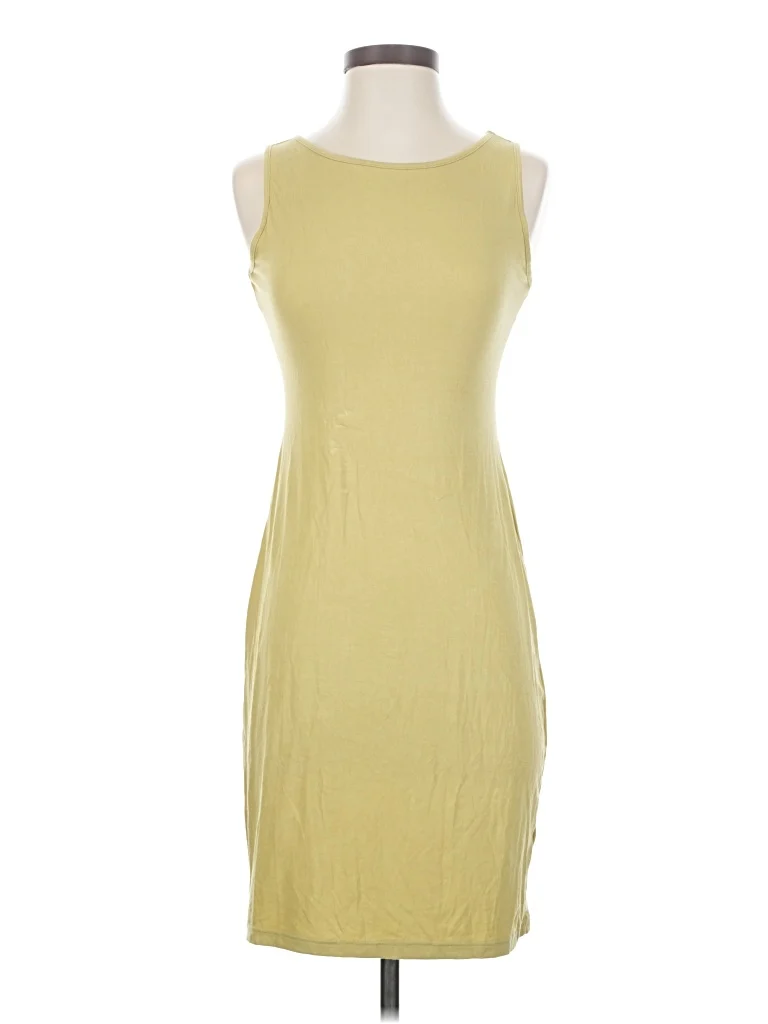 Girl and the Sun Casual Dress - Sheath: Yellow Solid Pattern Dresses - Used - Size Small