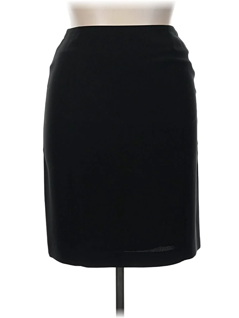 Donna Gray Formal Skirt: Black Solid Pattern Bottoms - Size 14