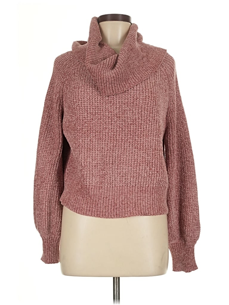 Blush & Bloom Turtleneck Sweater: Burgundy Tops - Size Medium