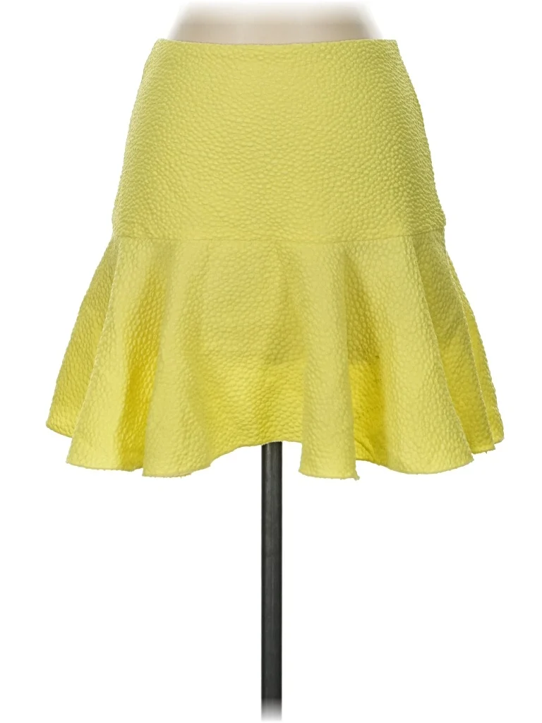 Marabelle Casual Skirt: Yellow Solid Pattern Bottoms - Size X-Small