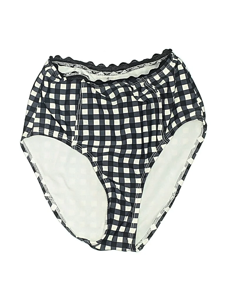 Lime Ricki Swimsuit Bottoms: Ivory Checkered/Gingham Pattern Swimwear - Size X-Small