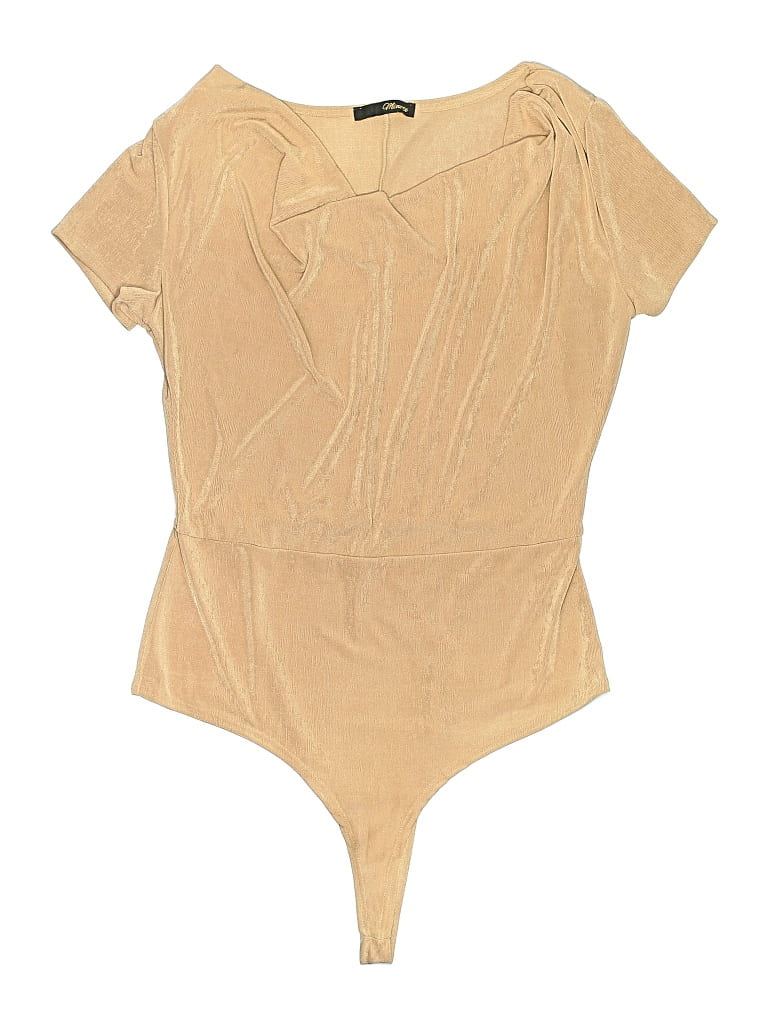 Minette Bodysuit: Tan Tops - Size X-Large