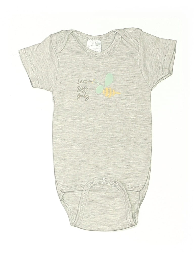 Bambini Short Sleeve Onesie: Gray Bottoms - Size Newborn