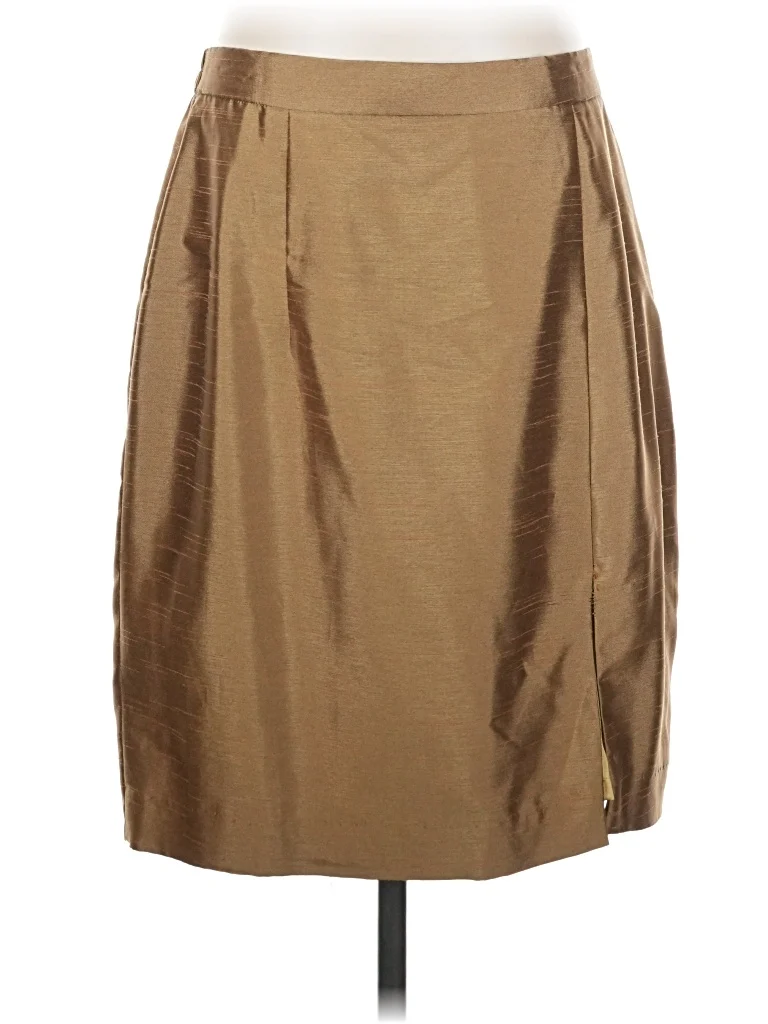 Selini Formal Skirt: Tan Solid Pattern Bottoms - Size 4