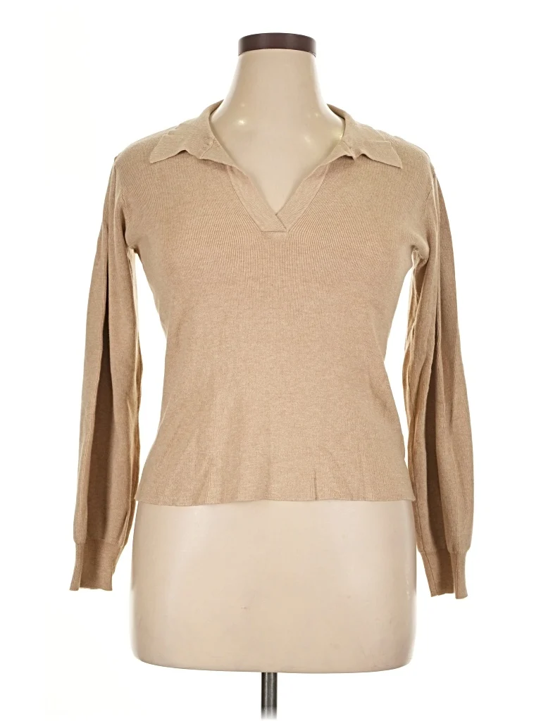 minus Pullover Sweater: Tan Tops - Size X-Large