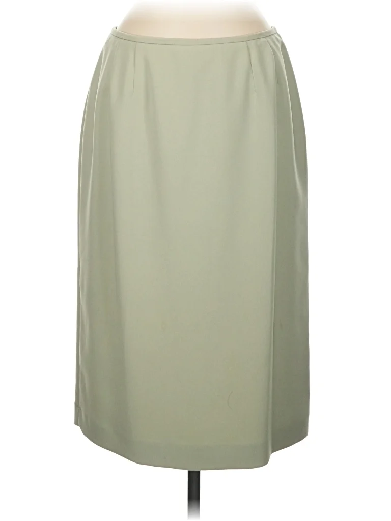 Suit Studio Formal Skirt: Green Solid Pattern Bottoms - Size 8