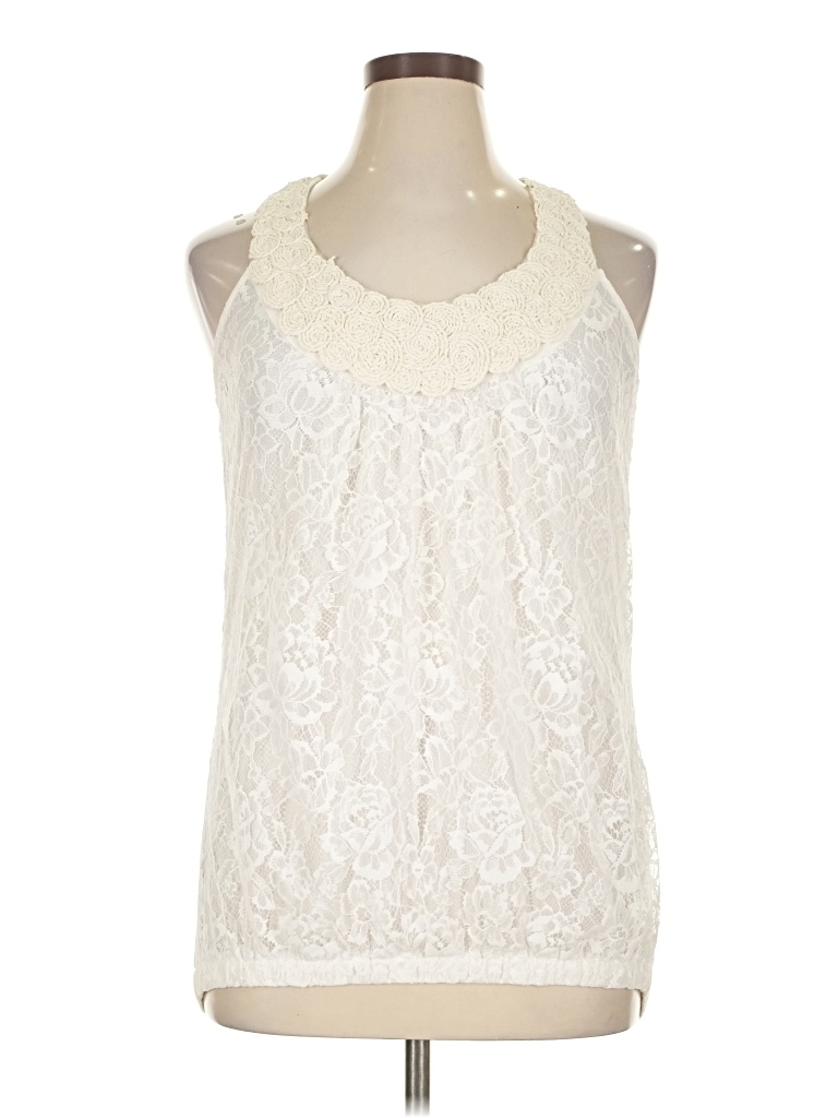 C. Oliver Sleeveless Blouse: Ivory Tops - Size X-Large