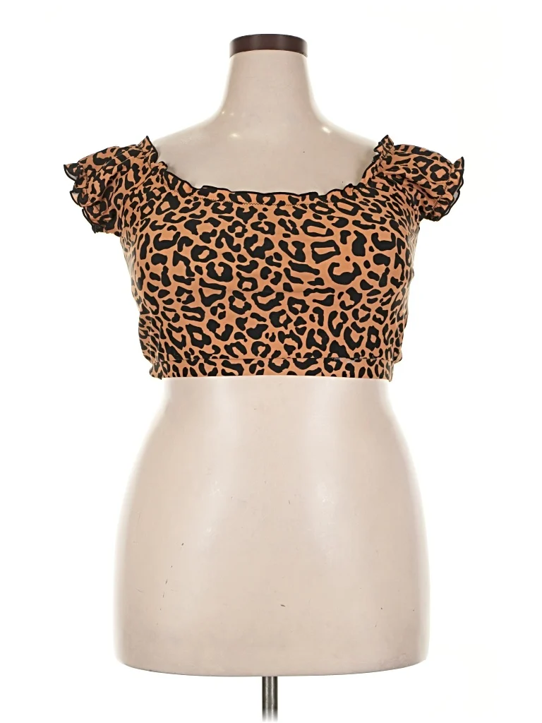 Coral Reef Swim Short Sleeve Top Brown Sweetheart Neckline Tops - Used - Size 18