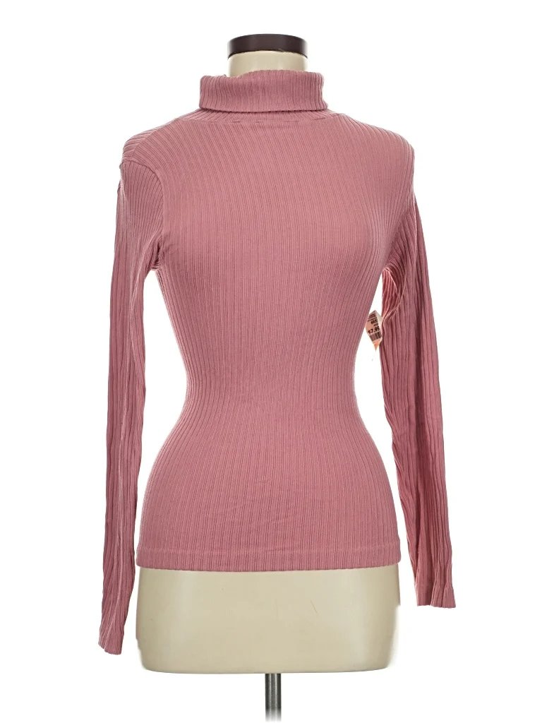 Fittin Long Sleeve Turtleneck: Pink Tops