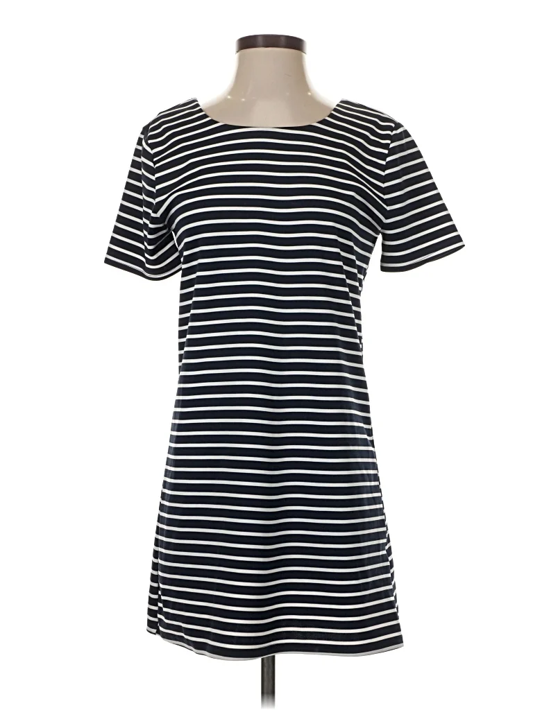 Coveted Clothing Casual Dress - Shift: Black Stripes Pattern Dresses - Used - Size Small