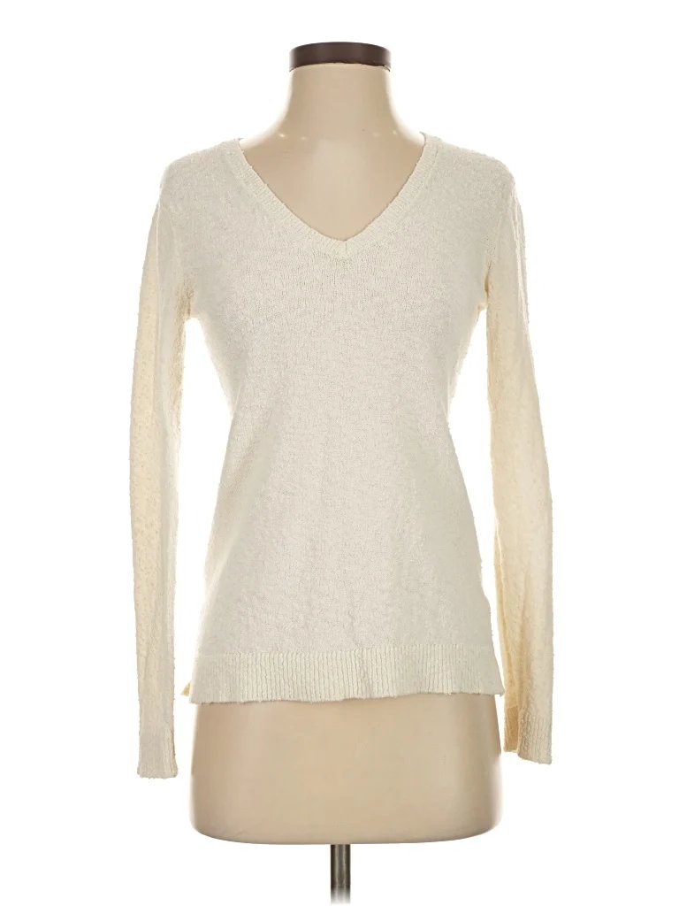 The Line Pullover Sweater: Ivory Tops - Size Small