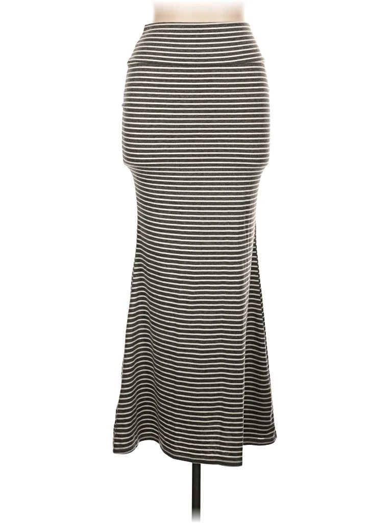 Esti Couture Casual Skirt: Gray Stripes Pattern Bottoms - Size Large