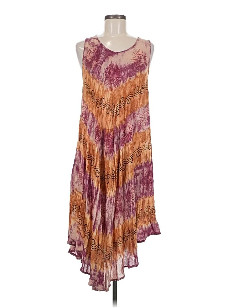 Maya Pareos Casual Dress: Purple Tie-dye Pattern Dresses