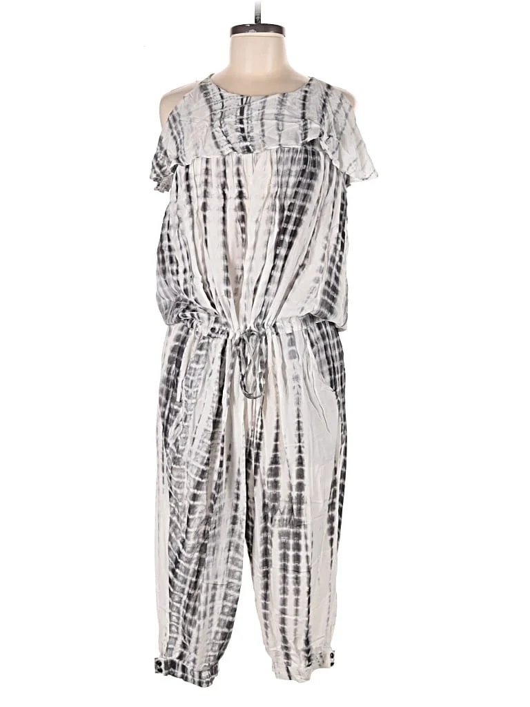 TOV Jumpsuit: Silver Graphic Pattern Jumpsuits - Size 42