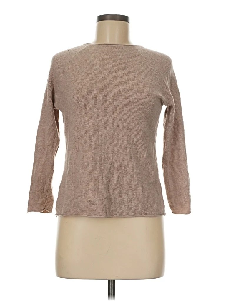 Mila Pullover Sweater: Tan Tops - Size Medium