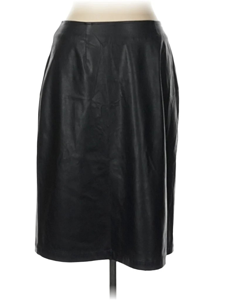 Style Studio Faux Leather Skirt: Black Bottoms - Size 12