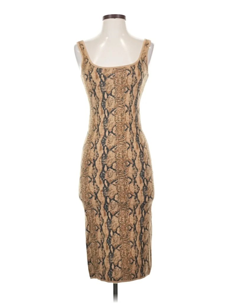 LPA Cocktail Dress - Bodycon: Tan Animal Print Pattern Dresses - Used - Size Small