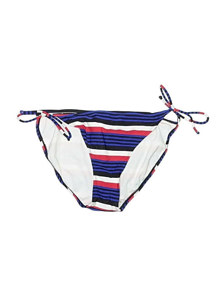 Op Swimsuit Bottoms: White Stripes Pattern Swimwear - Size X-Large