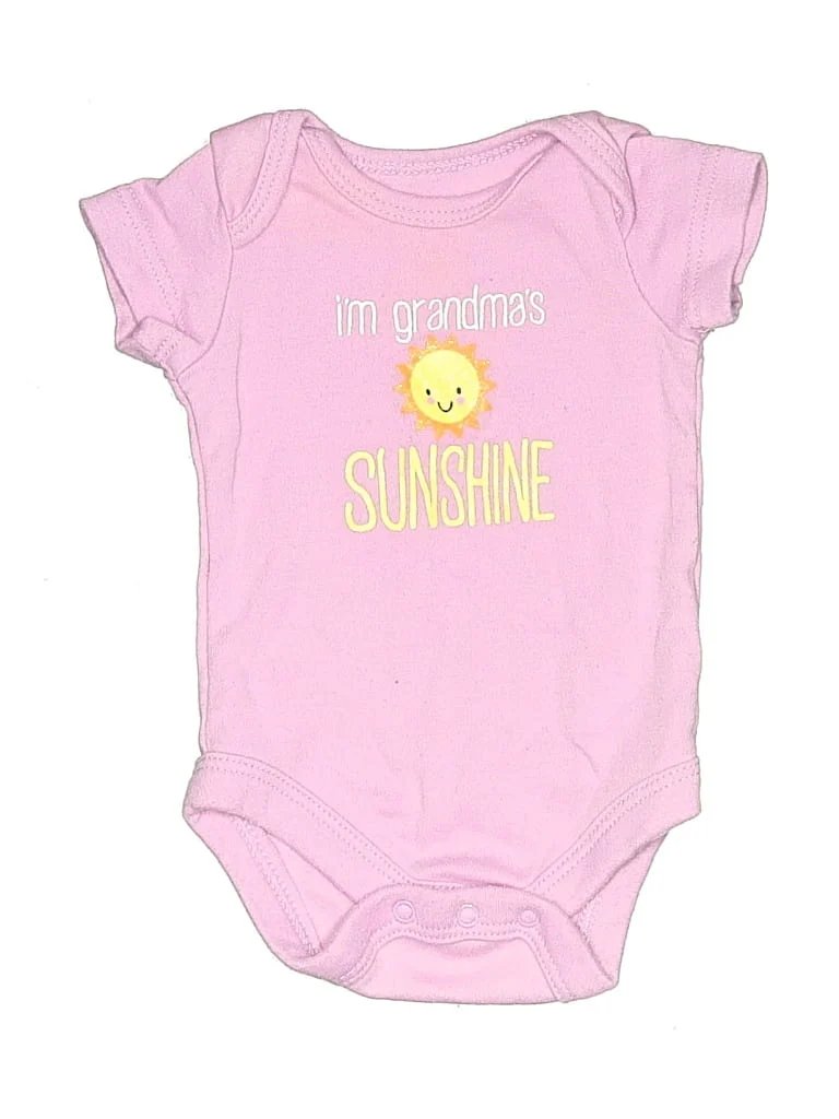 Walmart Short Sleeve Onesie: Pink Print Pattern Bottoms - Size Newborn
