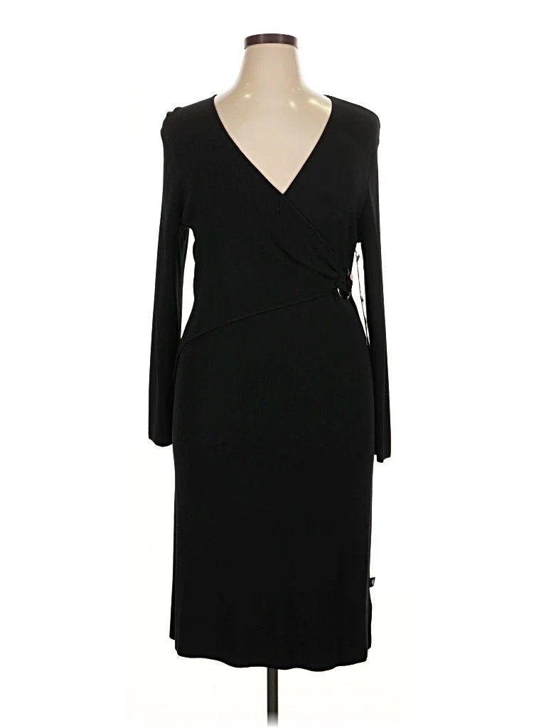 Bisou Jeans Cocktail Dress - Wrap: Black Dresses - Used - Size X-Large