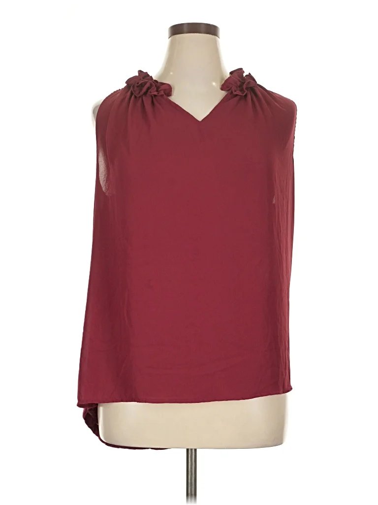 WallpapHER 3/4 Sleeve Blouse: Burgundy Tops - Size 1X