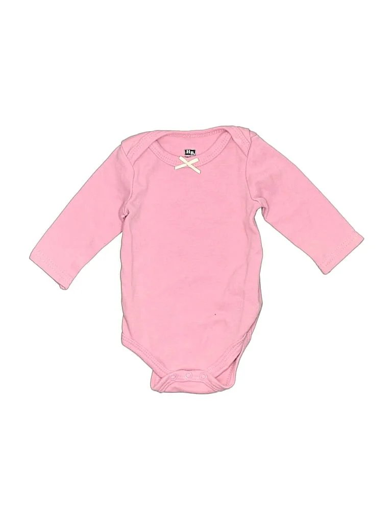 Hb Long Sleeve Onesie: Pink Bottoms - Size Newborn