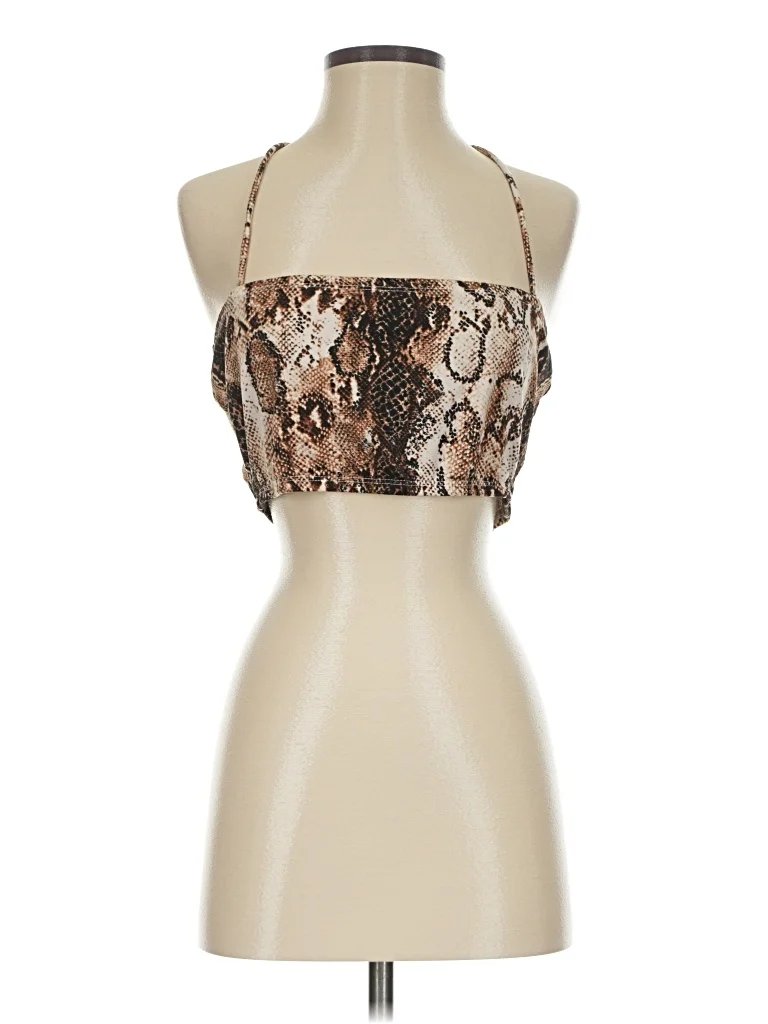 Minette Tank Top Brown Halter Neckline Tops - Used - Size Small