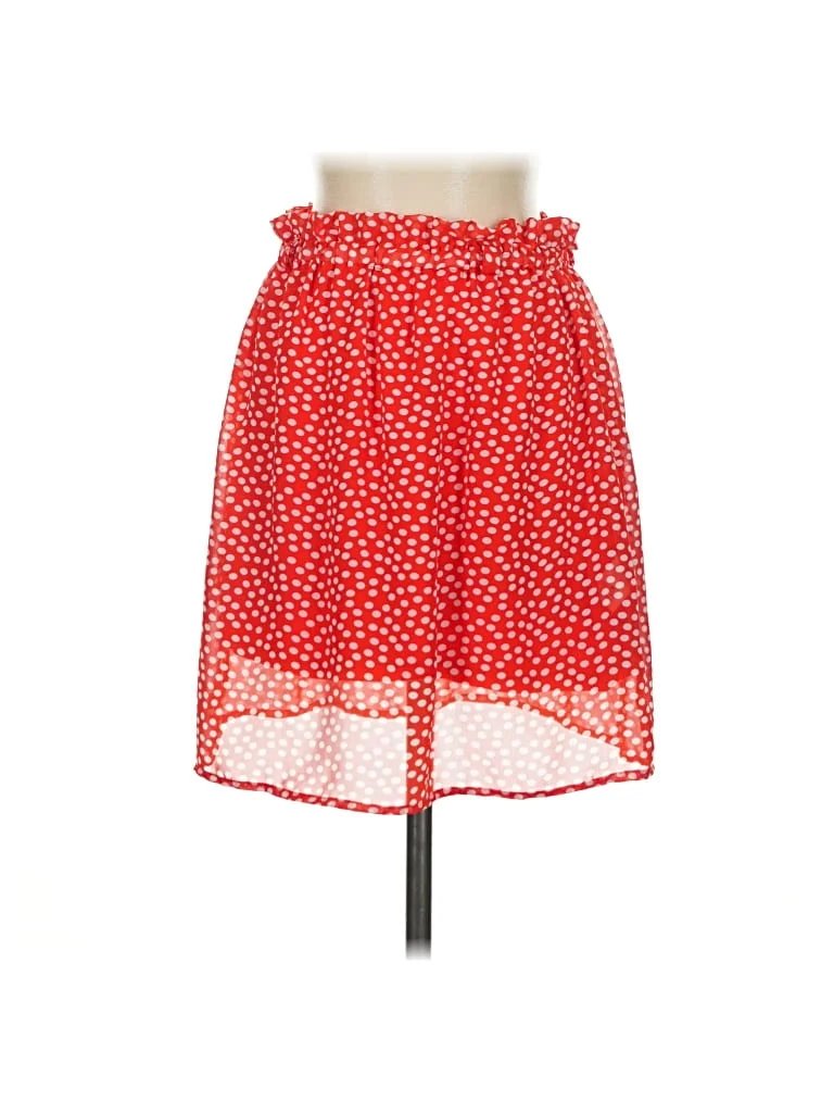 Coveted Clothing Casual Skirt: Red Polka Dots Pattern Bottoms - Size Small