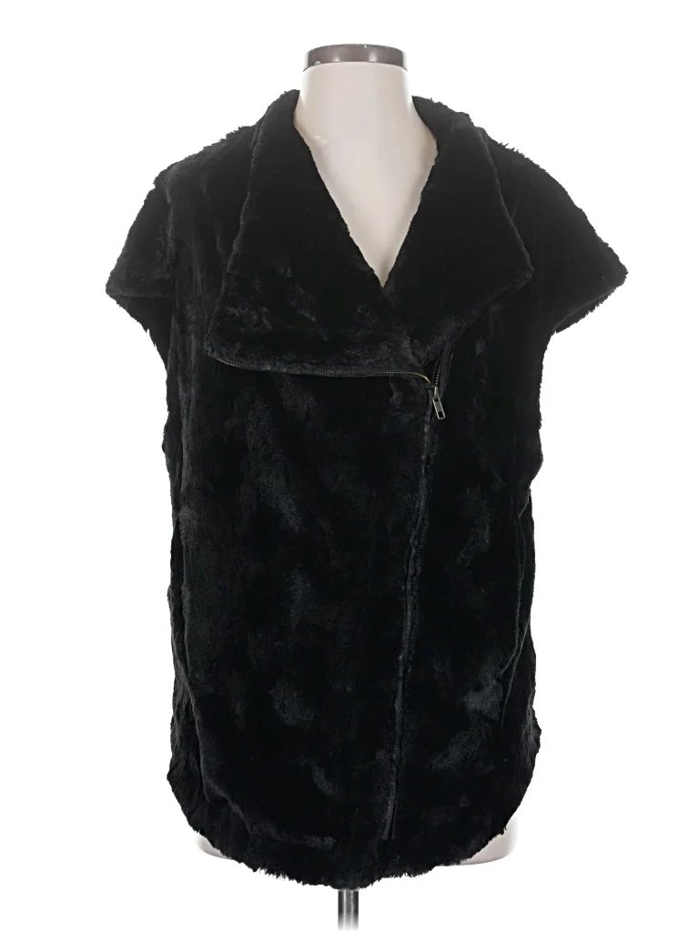 Georgie Faux Fur Vest: Black Jackets & Outerwear - Size 4