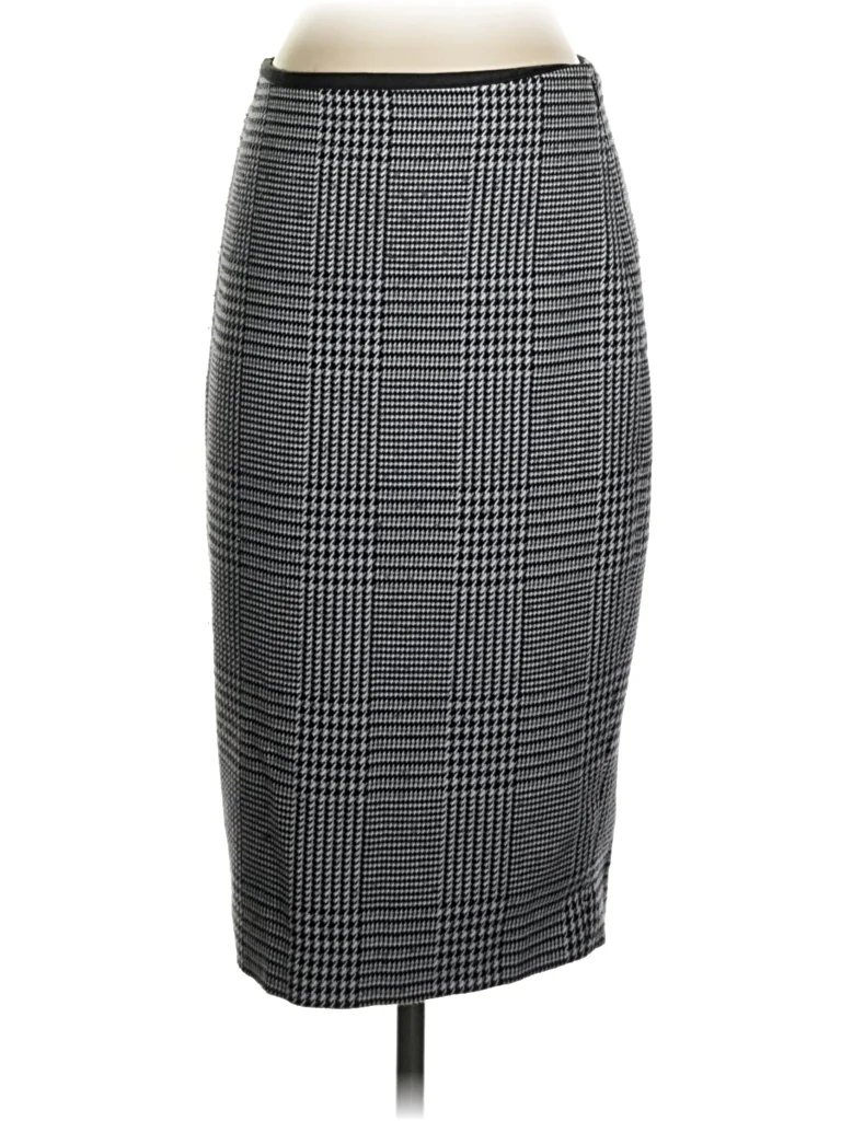 LTD Formal Skirt: Gray Houndstooth Pattern Bottoms - Size 2