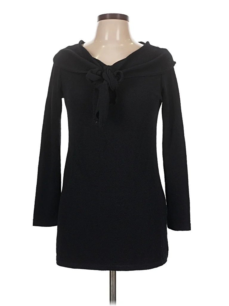 Nicole Studio Long Sleeve T-Shirt: Black Tops - Size Large