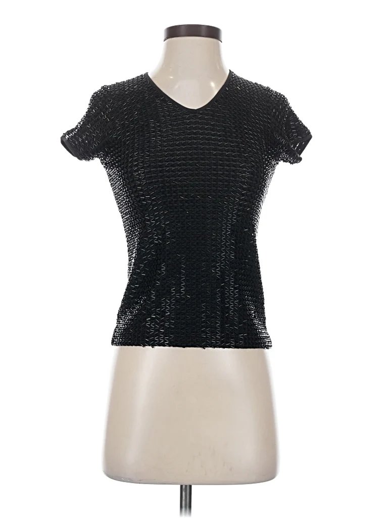 Eric New York Short Sleeve Top Black Scoop Neck Tops - Used - Size Small