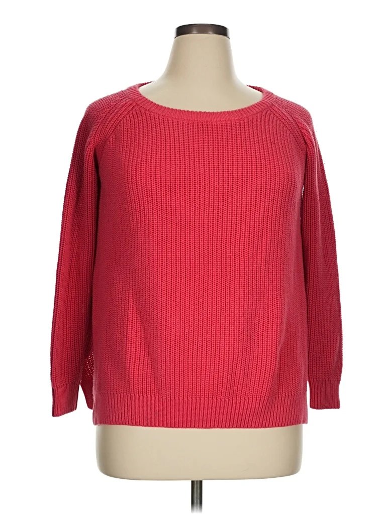 minus Pullover Sweater: Red Solid Pattern Tops - Size X-Large