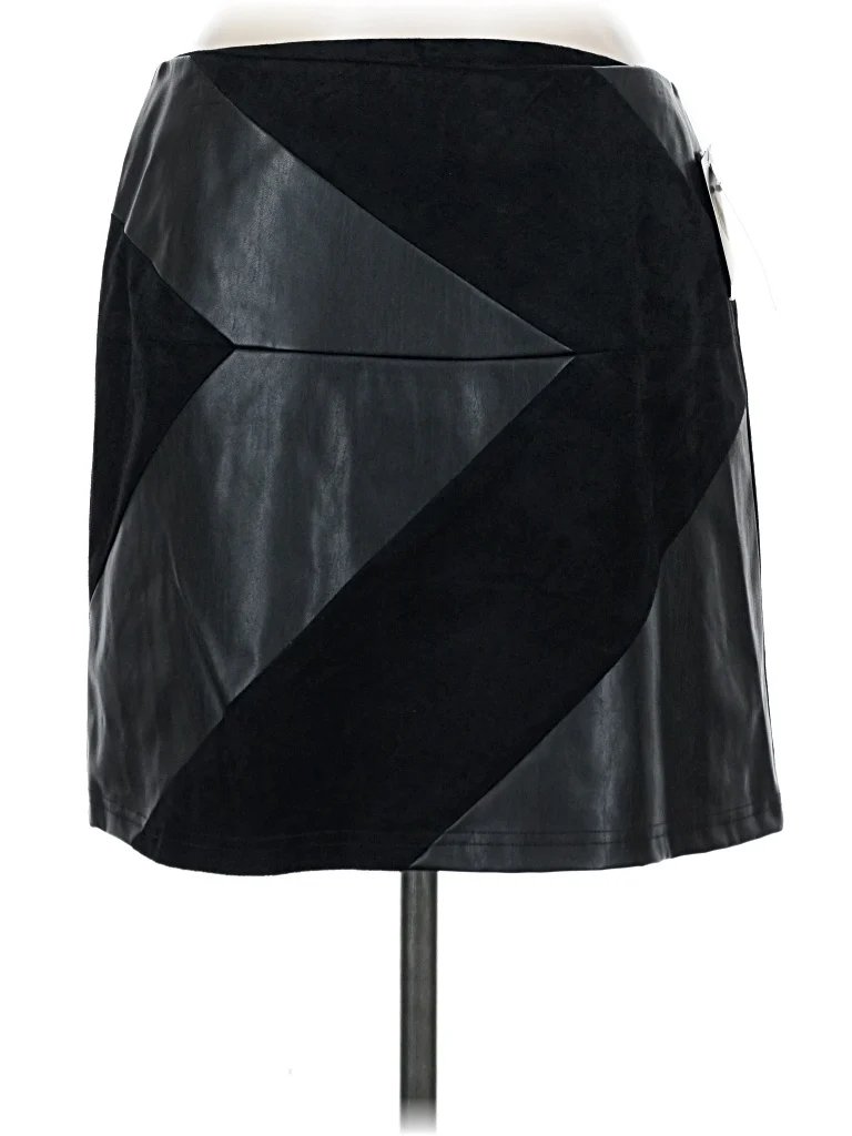 I.N. San Francisco Faux Leather Skirt: Black Bottoms - Size 7