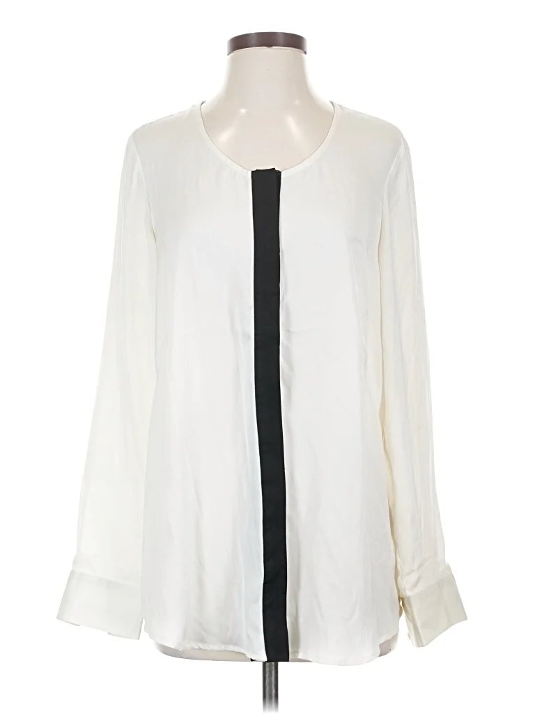 The Nicole Richie Collection Long Sleeve Blouse: Ivory Tops - Size Small