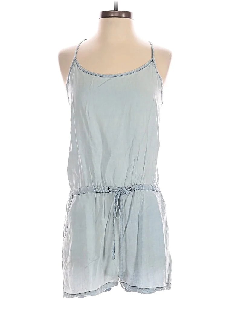 EMMA Romper: Blue Solid Pattern Rompers - Size Small