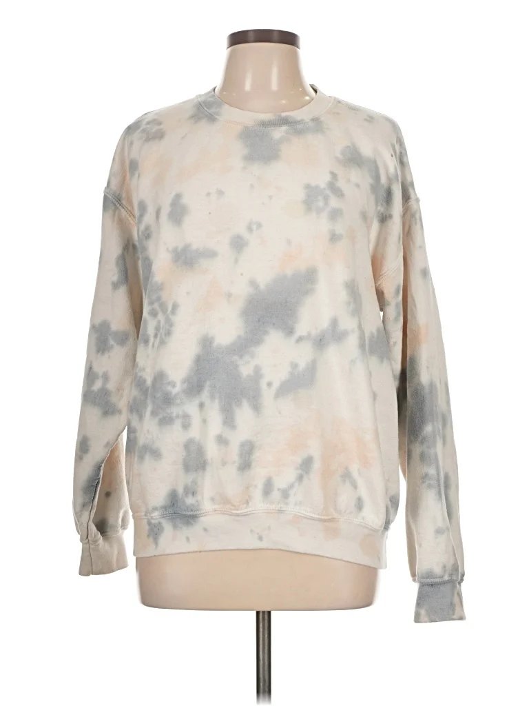 Things Between Sweatshirt: Tan Tie-dye Pattern Tops - Size Large