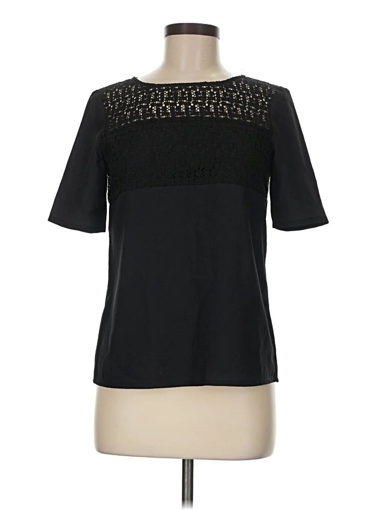Oliver Bonas Short Sleeve Top Black Mock Neckline Tops - Used - Size 8