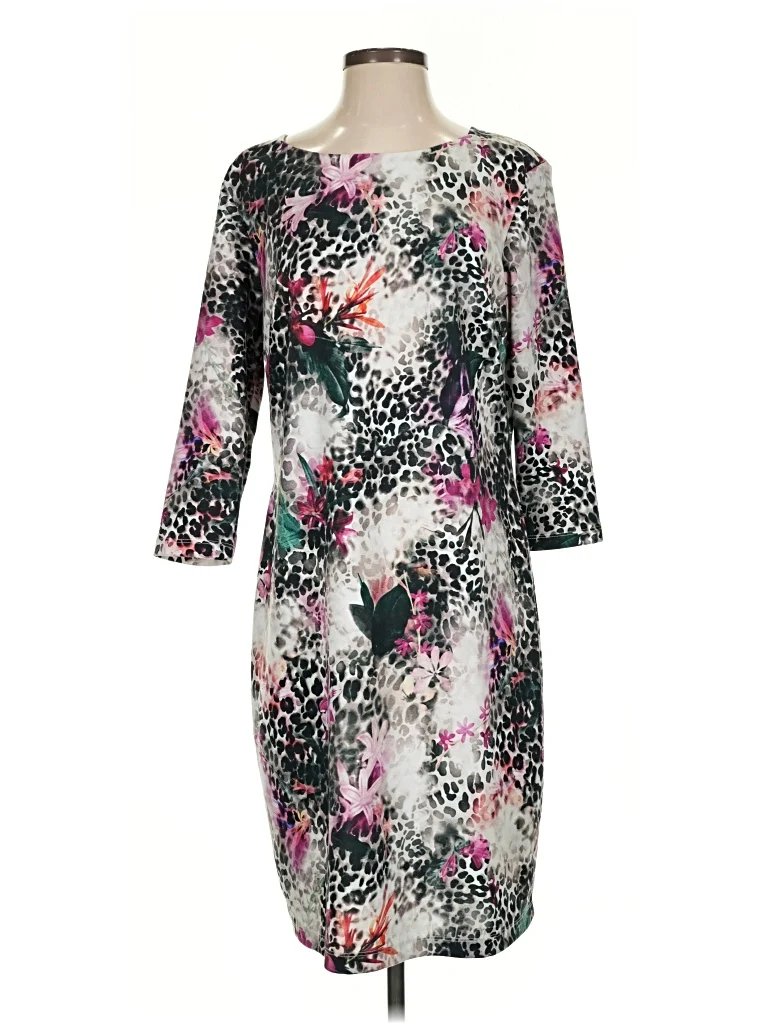 Rimini Cocktail Dress - Sheath: Gray Print Pattern Dresses - Used - Size 36