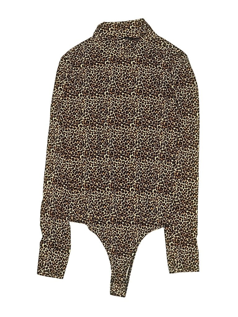 Maverick Bodysuit: Brown Animal Print Pattern Tops - Size Small