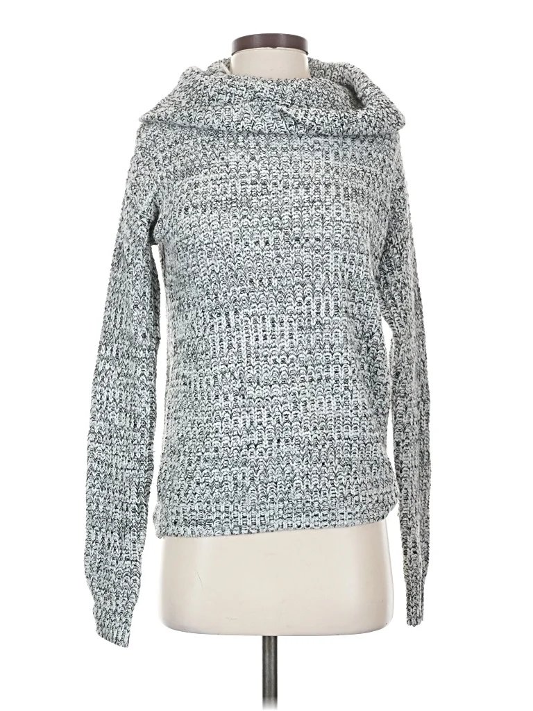 Madison Lilly Pullover Sweater: Silver Tweed Pattern Tops - Size Small