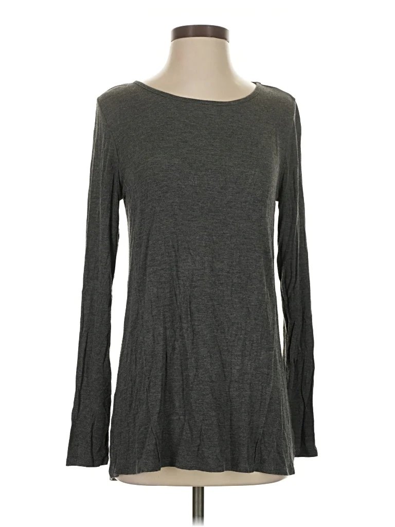 Forte Cashmere Long Sleeve T-Shirt: Gray Tops - Size X-Small