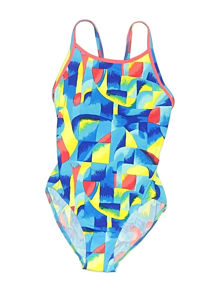 funkita One Piece Swimsuit: Blue Graphic Pattern Swimwear - Size 2X-Small