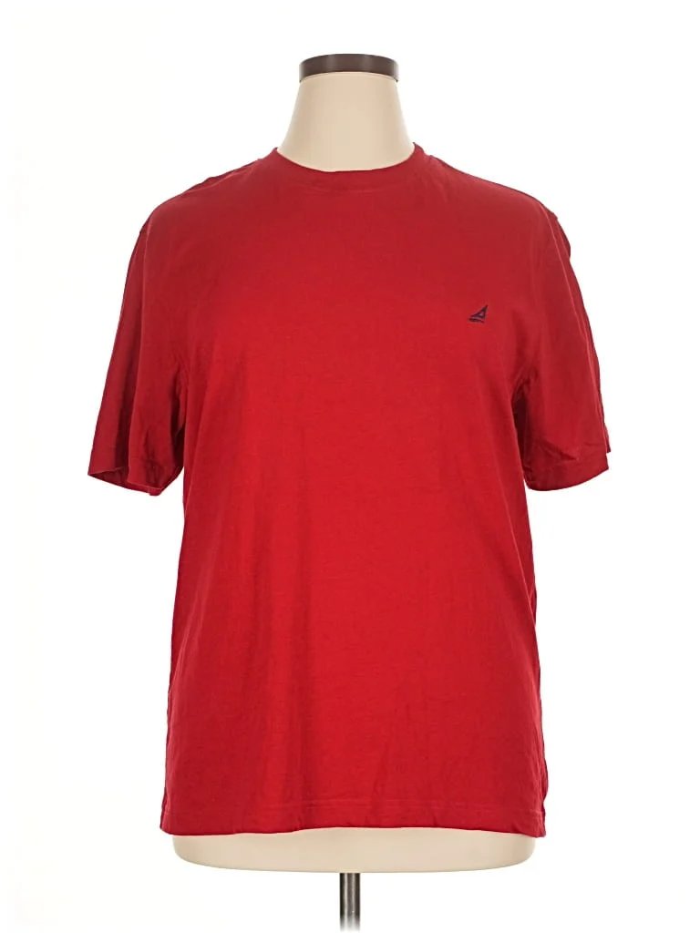Atlantis Short Sleeve T-Shirt: Red Solid Pattern Tops - Size X-Large