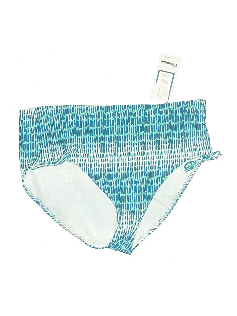 Chancelle Swimsuit Bottoms: Blue Chevron/Herringbone Pattern Swimwear - Size X-Large