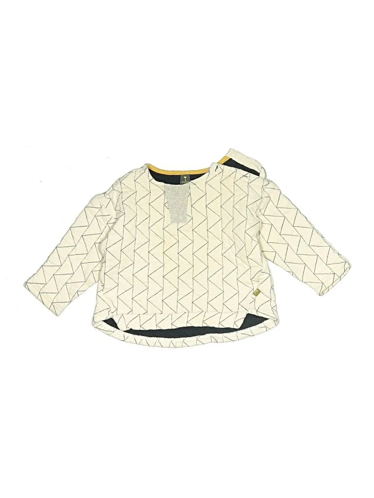moimoln Pullover Sweater: Ivory Chevron/Herringbone Pattern Tops - Size 100